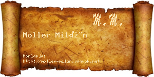 Moller Milán névjegykártya